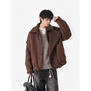 25冬季新款美拉德皮毛一体加厚外套保暖机车棉服潮705-M71-P128图片