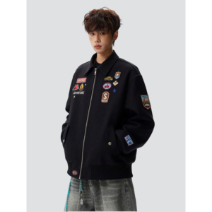 26春美式复古徽章小标飞行夹克男女百搭派克服潮705-JK5900-特P63图片