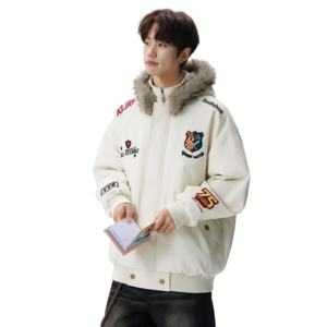 【三色现货高品质】复古刺绣徽章拆卸帽毛领棉服705-M73699-P100，男装棉衣，星座705