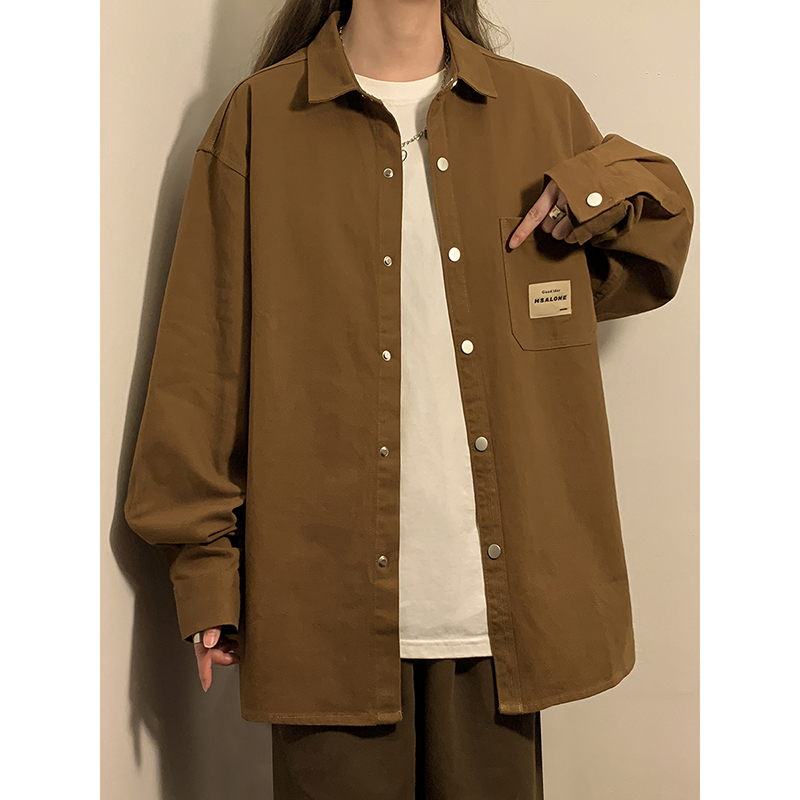2025秋装新工装休闲长袖衬衣外套男衬衫港风705-CH507-P63控98，男装衬衫，星座705