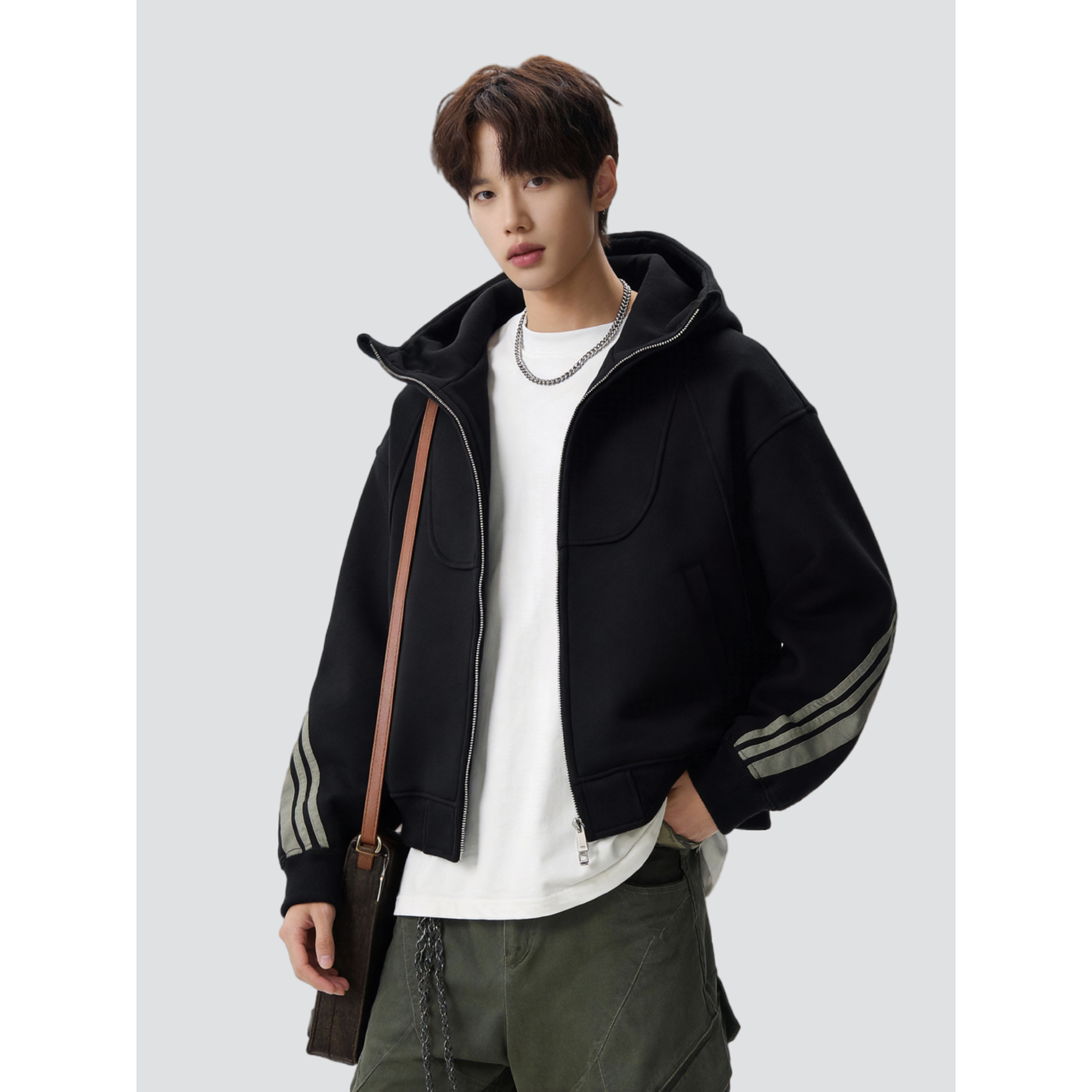 26春季重磅美式连帽卫衣夹克潮流复古撞色条纹开衫705-W8861-P65，男装夹克，星座705