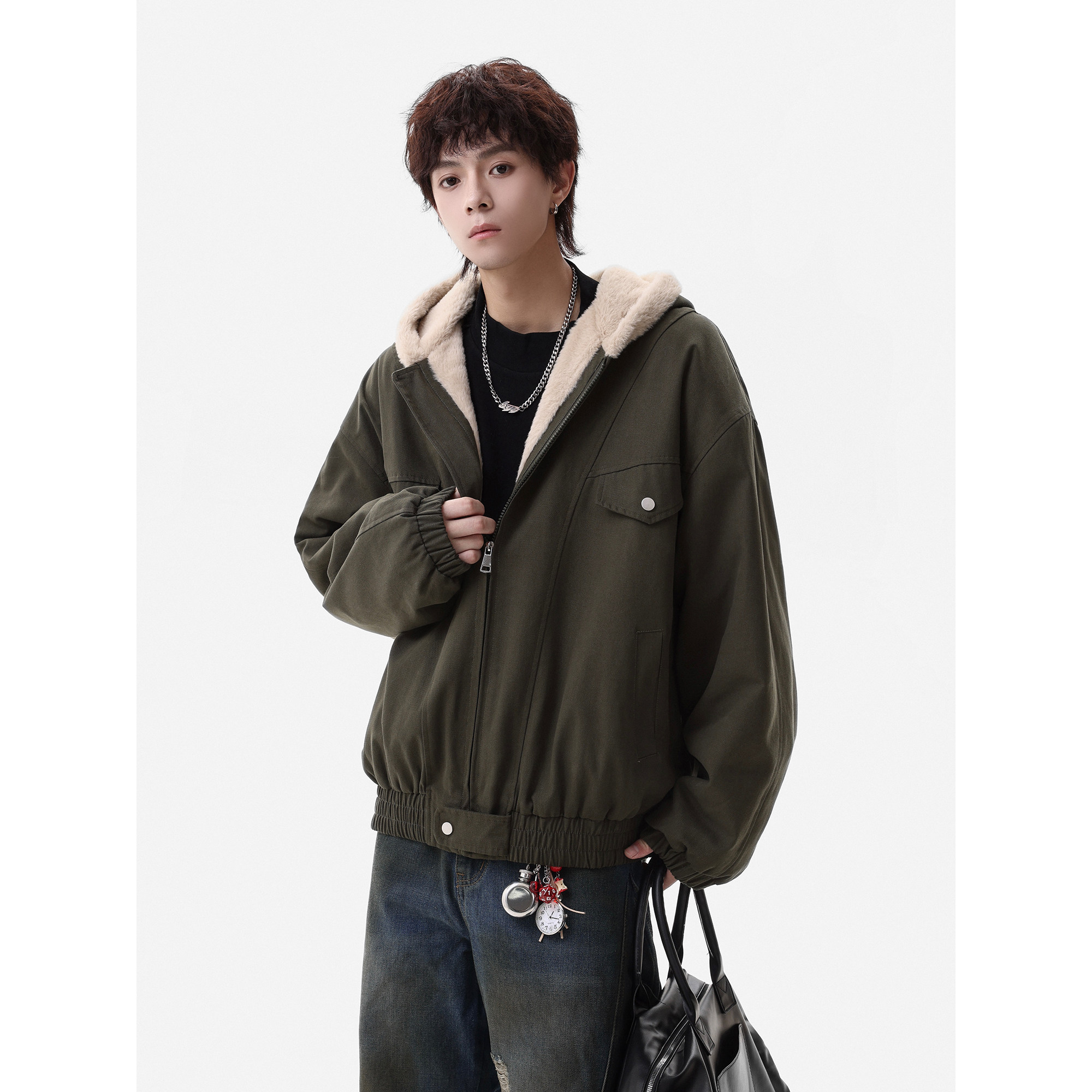25冬新潮美式连帽座山雕内里全毛加厚保暖外套705-M75-P118限218,男装棉衣,星座705