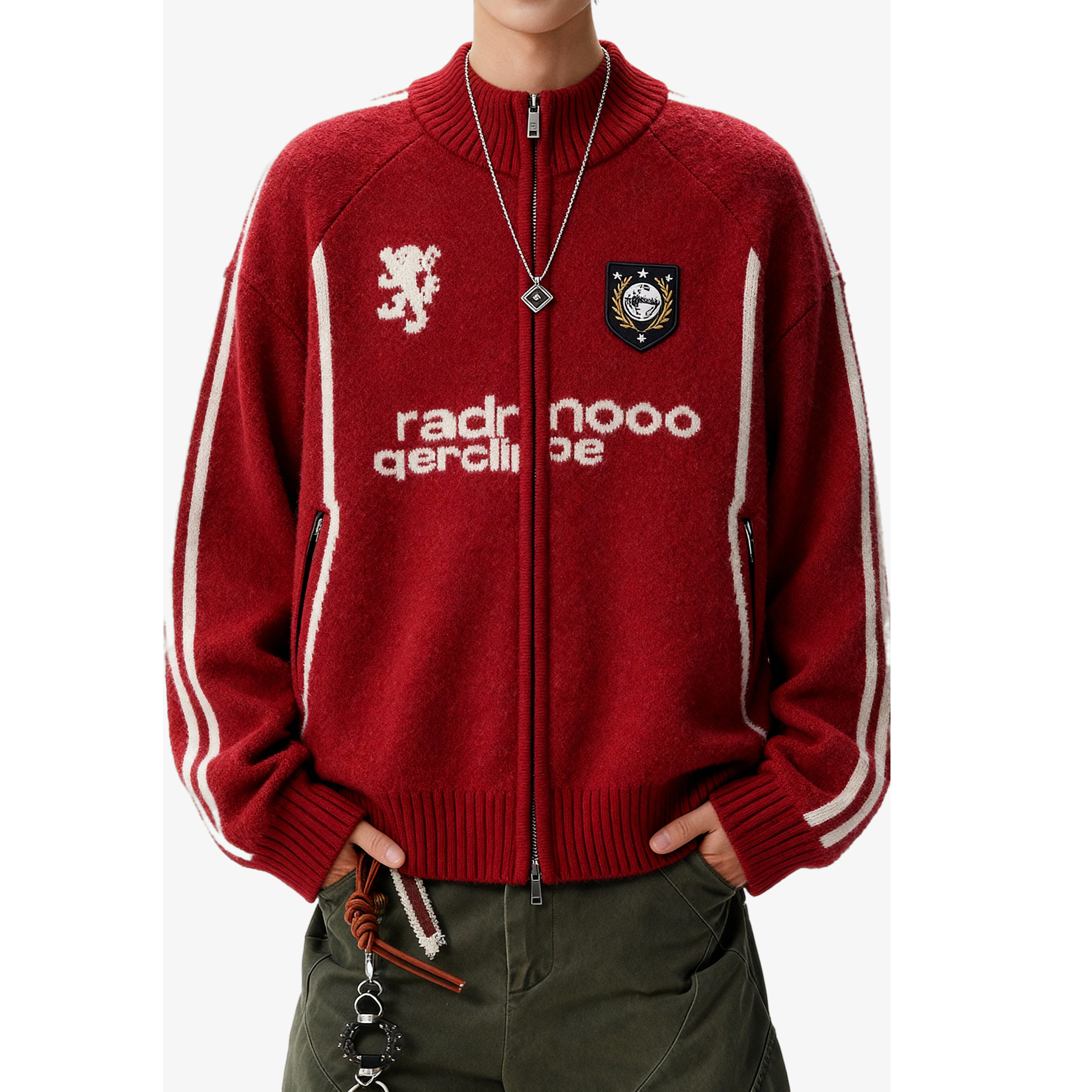 秋冬美式复古字母刺绣毛衣开衫韩版潮流拉链棒球服705-Y813-特P65，男装针织衫/毛衣，星座705