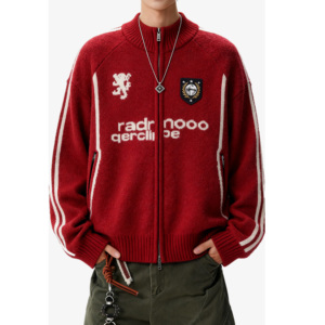 秋冬美式复古字母刺绣毛衣开衫韩版潮流拉链棒球服705-Y813-特P65，男装针织衫/毛衣，星座705