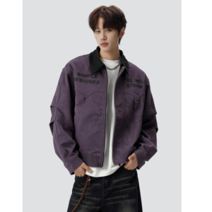 26春复古撞色翻领工装夹克拼接字母印花百搭外套705-JK5881-特P78，男装夹克，星座705
