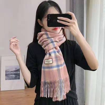 围巾加厚女冬款网红韩版百搭学生气质保暖仿羊绒披肩两用格子围脖