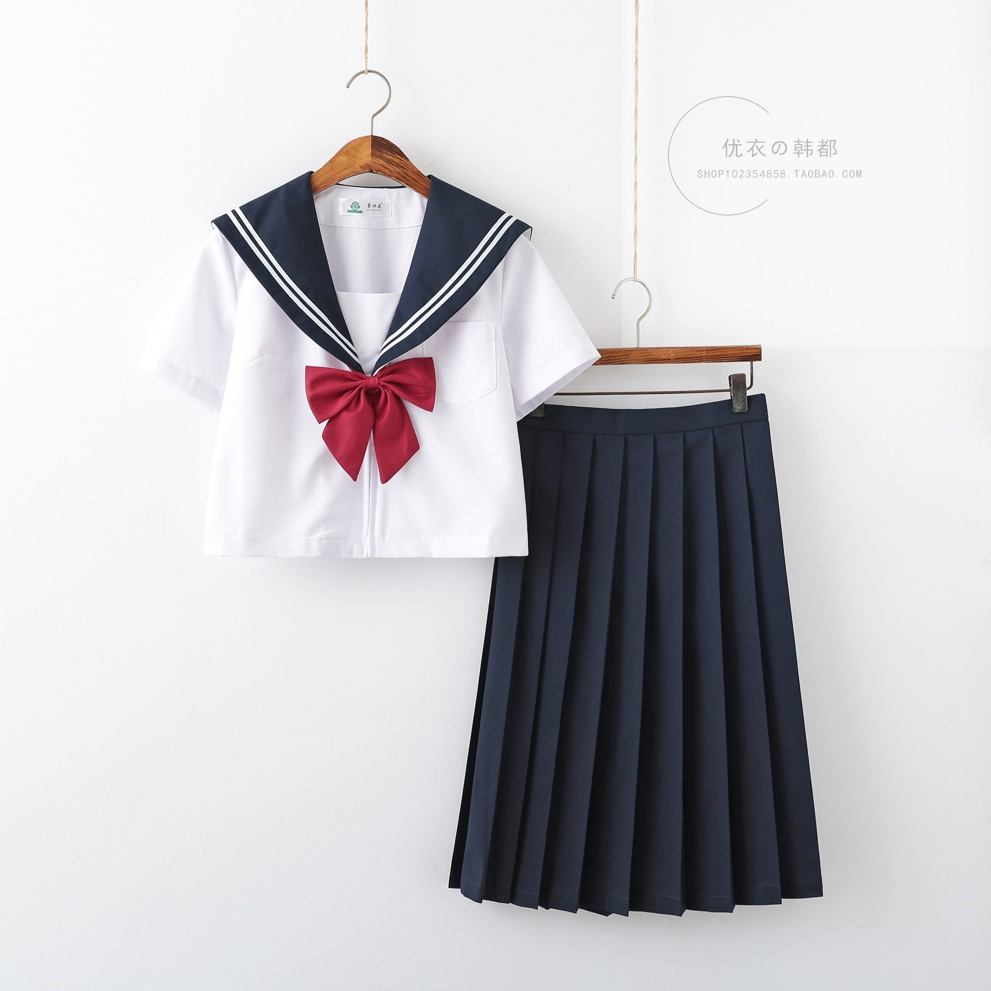 正统jk制服裙日系水手服套装校班服原创不良藏青长裙白二本基础款
