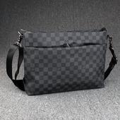 threebox潮牌男士 手包格子男商务休闲大容量斜挎包信封手拿包单肩