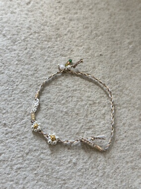 AIHPOS 索壹陆925银小花编绳手绳