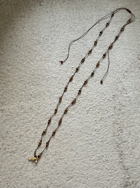 AIHPOS 索壹陆925银小鱼珍珠虎眼石橙石榴石项链