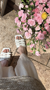 Peaceful Night 25新款手工蝴蝶结清新百搭度假风牛皮拖鞋