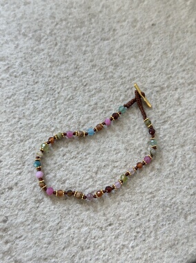 AIHPOS 索壹陆925银混天然石打结编绳手链