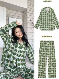 安松室ASONGS｜铜钱锦印花套装｜植物系男女同款家居服睡衣