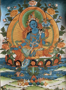古玩杂项旧藏刺绣文殊菩萨挂画装饰画客厅书房茶室挂画