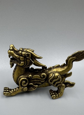 仿古工艺品茶宠茶具小摆件铜合金老龙貔貅铜器手把件古玩收藏摆件