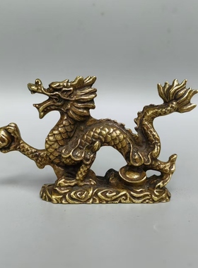合金龙摆件龙青龙工艺品客厅办公室中式五爪金龙聚宝盆龙装饰品
