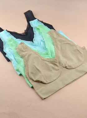 2件包邮 外贸单层运动瑜伽睡眠背心式文胸内衣少女士孕妇大妈老