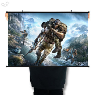 幽灵行动断点游戏周边海报挂画  荒野布质防水卷轴画墙纸壁画