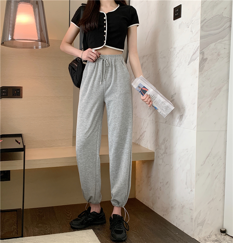 Real shot real price ~ New Korean loose legged and wide leg students' elastic waist pants