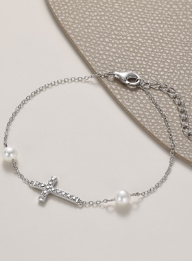 十字架925纯银手链女高智感