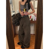 fit休闲直筒长裤 秒发 子 新款 韩国ou 复古灯芯绒阔腿裤 女2026冬装