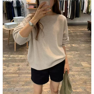 毛衣 兔毛针织衫 秒发 巨温柔25冬韩国OUNCE软糯纯色宽松圆领长袖