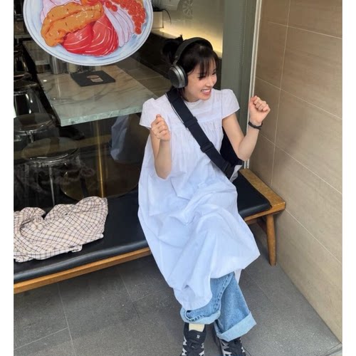 baby酱26夏韩国设计师smo*thmood蕾丝边小立领褶皱连衣裙