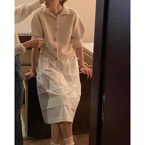 秒发！nothing wr*tten半身裙女2026春韩国松紧腰小众a字中长裙子