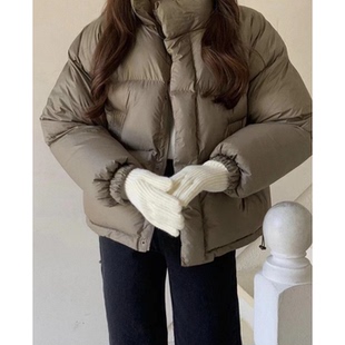 秒发 拉链棉服小外套女 立领纯色面包服韩国2025秋冬宽松保暖短款