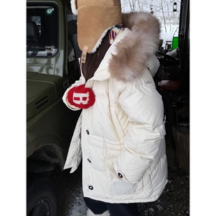 陆续 90鸭绒派克羽绒服韩国25冬贵气大小姐可拆卸毛领连帽外套女