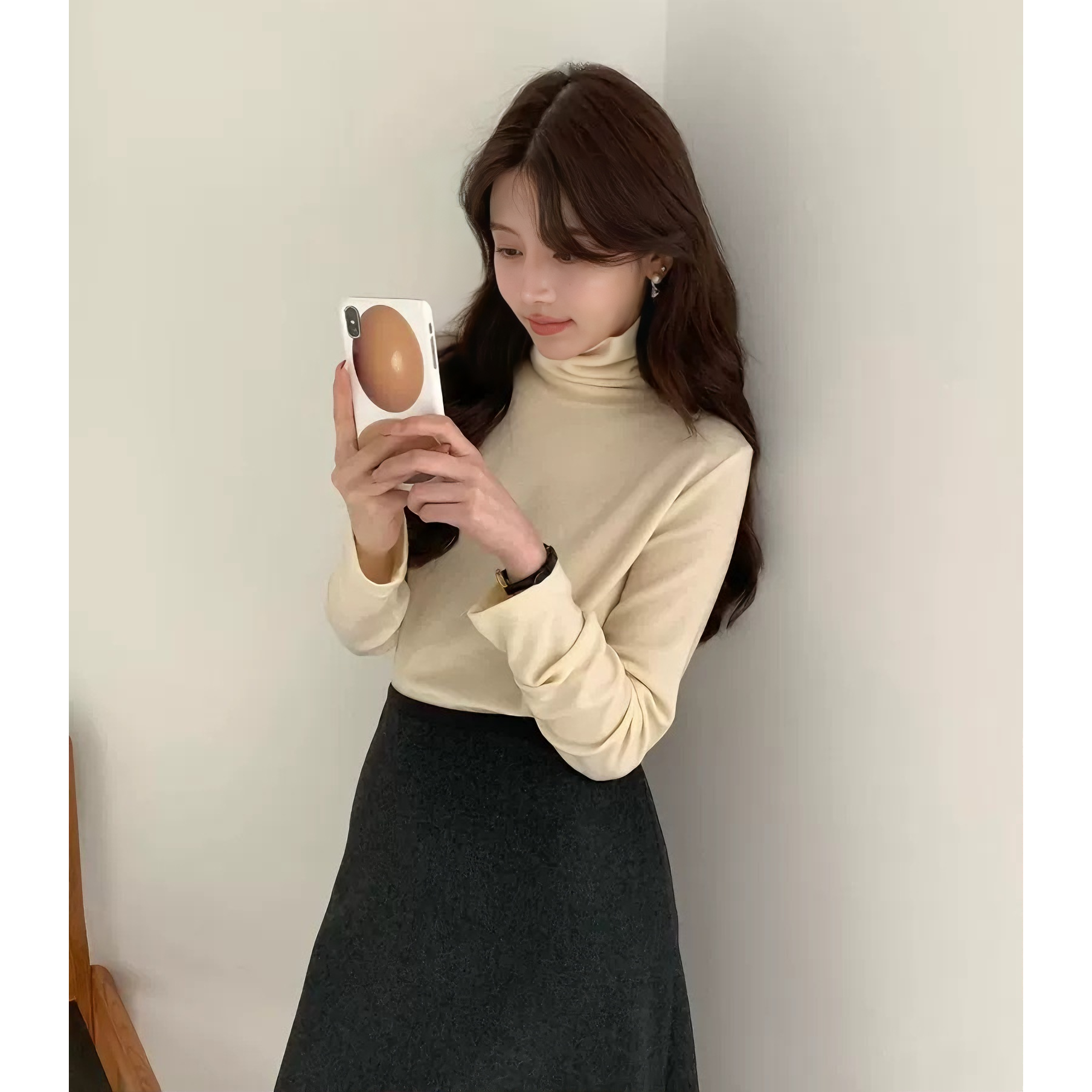 现货！万能内搭韩国设计师egg鸡蛋家冬纯色温柔高领打底衫上衣女