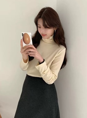 秒发！万能内搭韩国设计师egg鸡蛋家冬纯色温柔高领打底衫上衣女