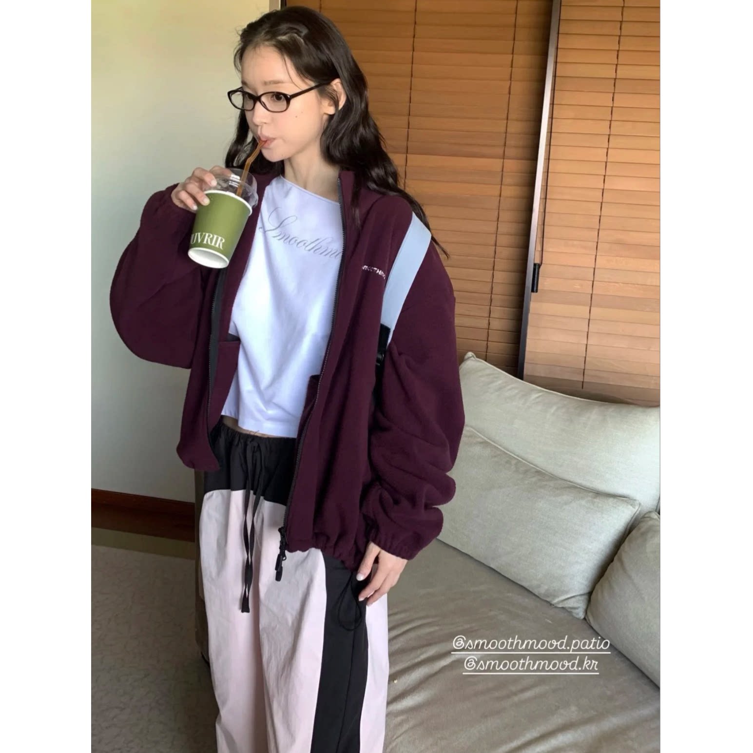 秒发！Smoothmood立领摇粒绒外套韩国26秋新款休闲复古夹克上衣女