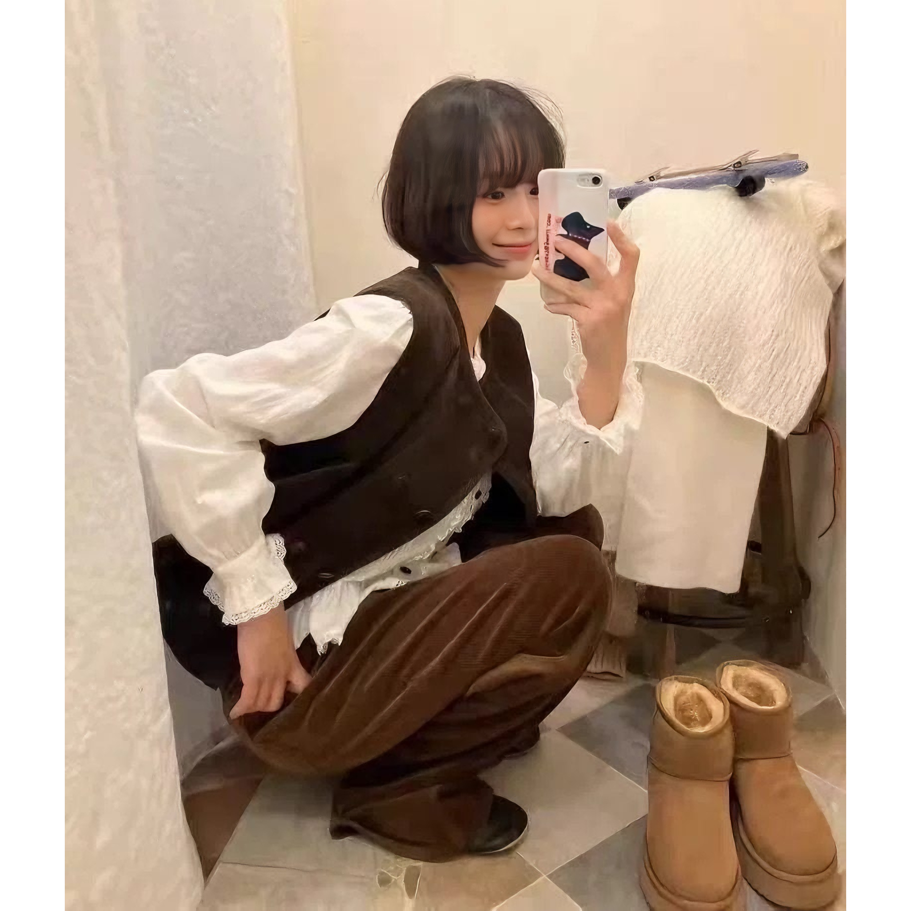 现货！韩系复古灯芯绒马甲韩国设计师viaplain叠穿双排扣背心外套,女装/女士精品,马夹,淘宝优惠券,粉丝福利购,淘宝优惠卷