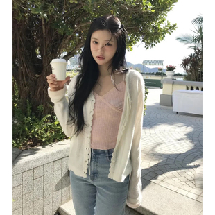 ommoon花边系带针织开衫 秒发 letterf 新款 女 韩国设计师2026春季