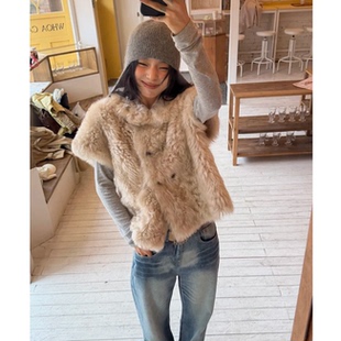 秒发！时髦精2026新款韩国设计师气质皮毛一体托卡半卷短袖小斗篷