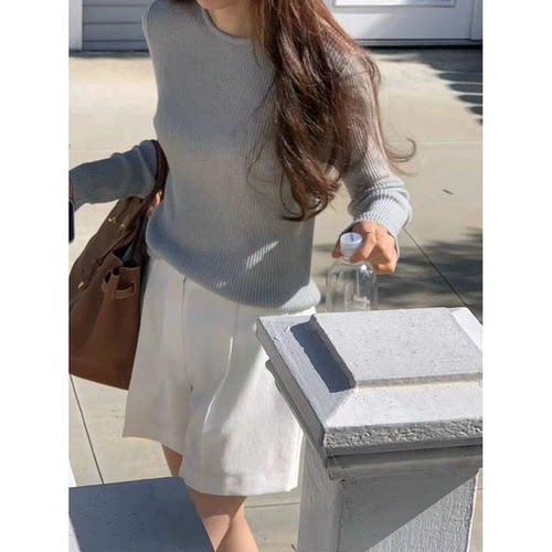 大促清仓！OUNCE纯色短裤韩国夏季新款宽松纯色休闲西裤直筒裤女