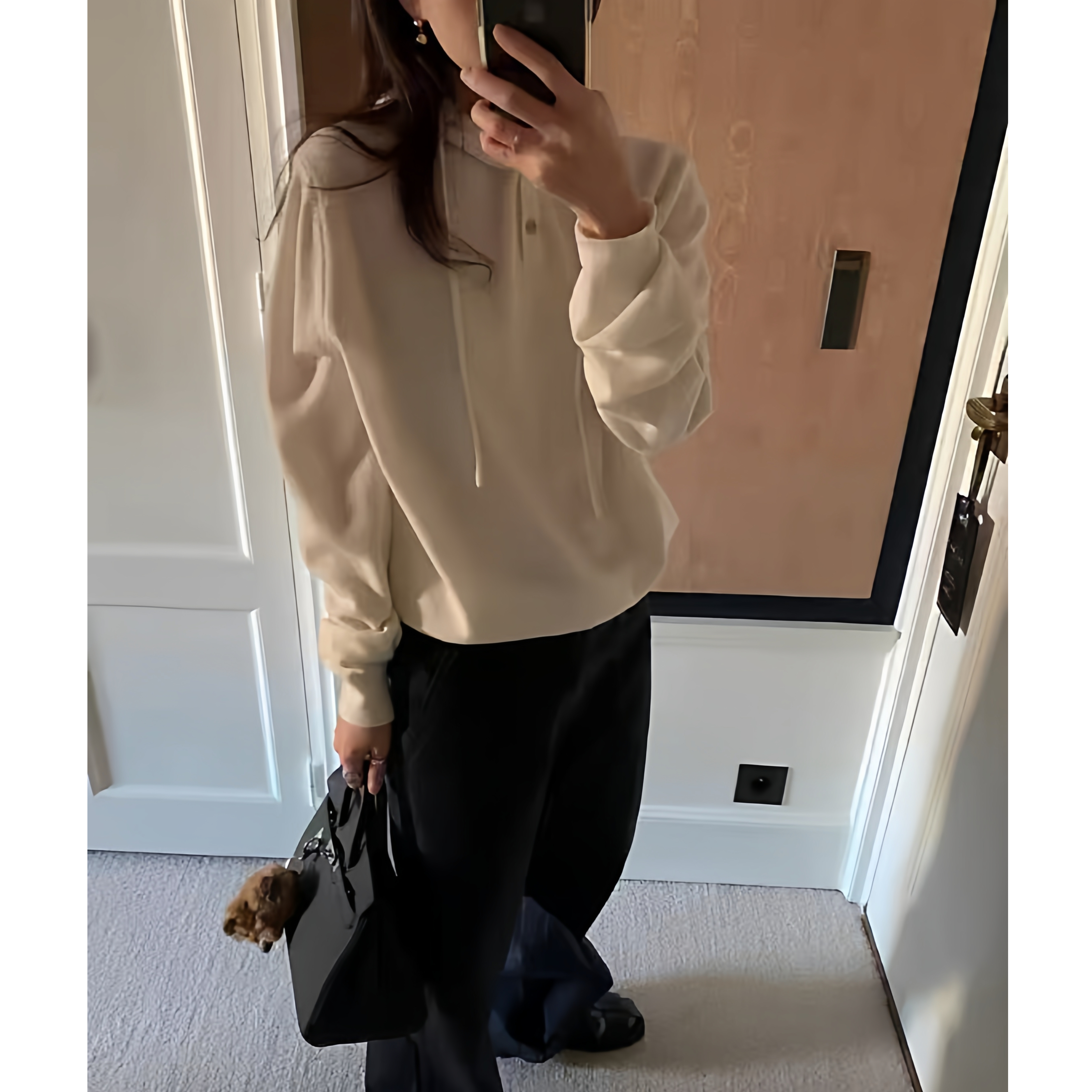 秒发！美娜连帽针织衫韩国25冬lero*be美丽诺羊毛100抽绳套头上衣