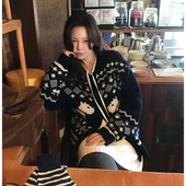 ommoon针织开衫 秒发 可爱小狗图案费尔岛毛衣韩国letterf 外套