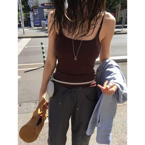 万能打底26春新款韩国th*br*athe纯色修身显瘦U领针织吊带背心女