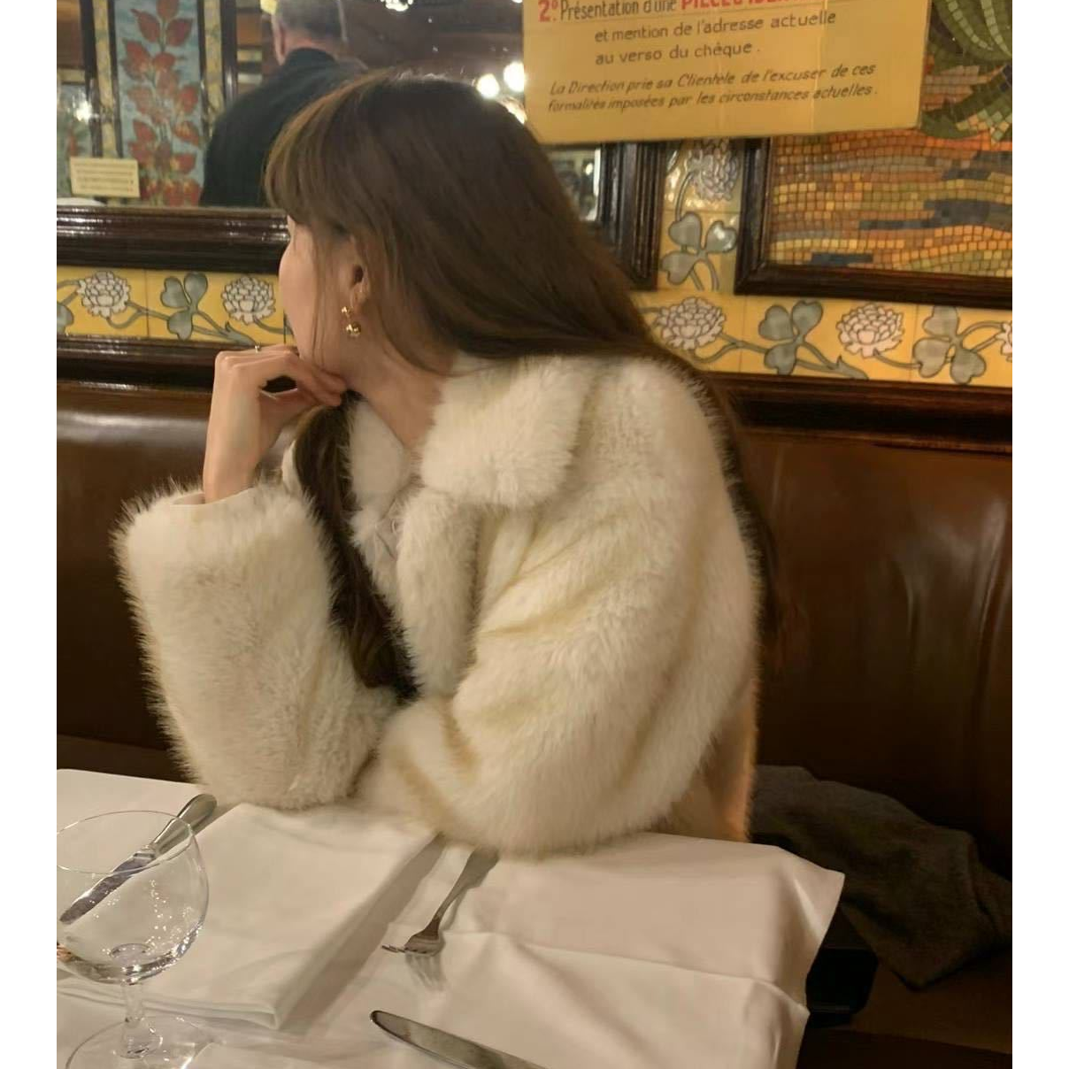 现货！OUNCE短款毛绒外套25秋韩国休闲保暖奢华感翻领毛毛上衣女