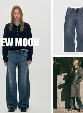 秒发！复古水洗加绒牛仔裤女2026韩国low cl*ssic宽松直筒长裤子