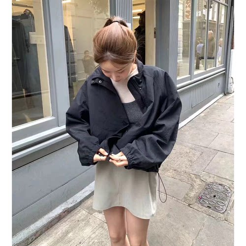 现！ounce立领冲锋衣外套韩国2026秋季新款简约高级感拉链夹克女