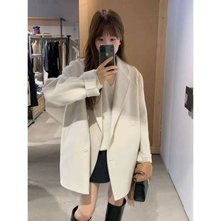 中长款 领双排扣羊毛大衣韩国25秋冬经典 外套 OUNCE极简西装 现货