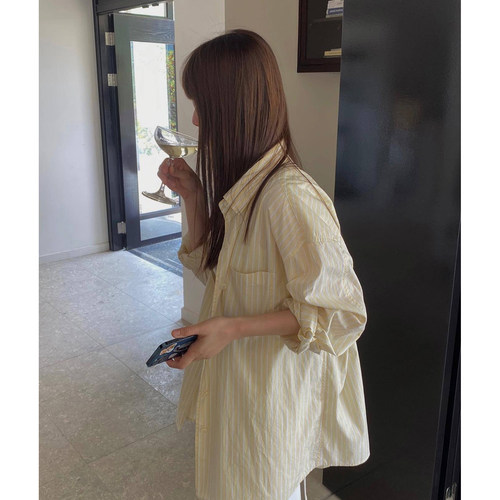 nothing wr*tten氛围感条纹衬衫女韩国26春新款休闲百搭长袖衬衣