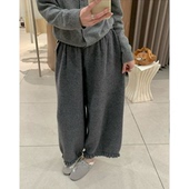 秒发 女 宽松加厚花边休闲灯笼裤 浣熊羊毛花苞裤 韩国设计师26新款