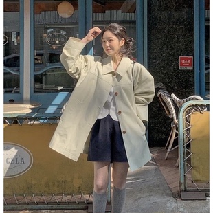 秒发！浅卡其色英伦风风衣韩国26秋beginning气质慵懒中长外套女