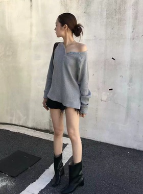 秒发！宫胁咲良同款26春韩国设计师th*tis半纽扣华夫格长袖上衣