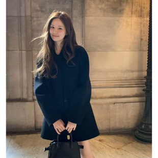 经典款！OUNCE翻领极简双面羊毛大衣韩国2026秋冬新款羊绒外套女