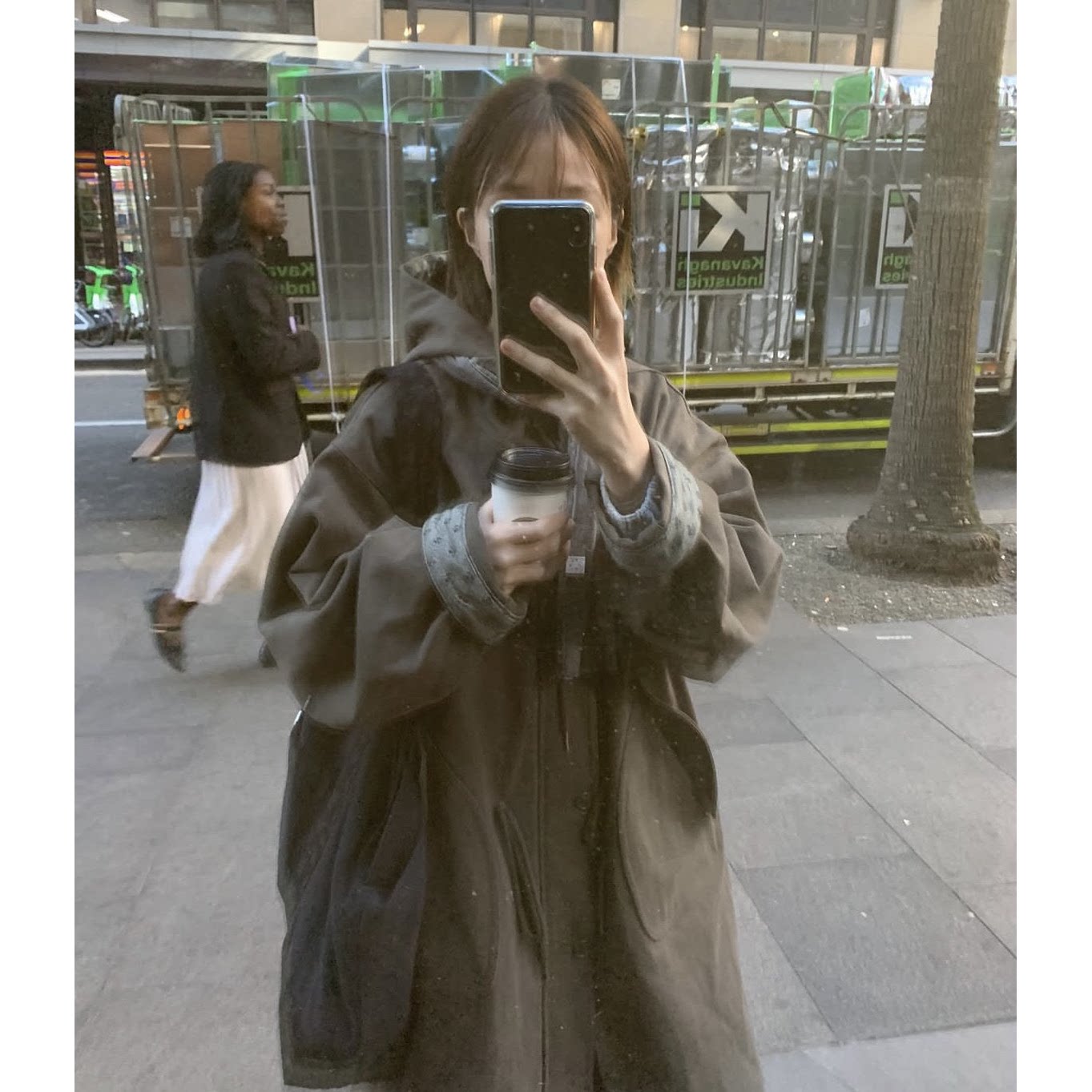oheshio连帽工装风衣韩国26秋季新款复古碎花拼接抽绳夹克外套女图片